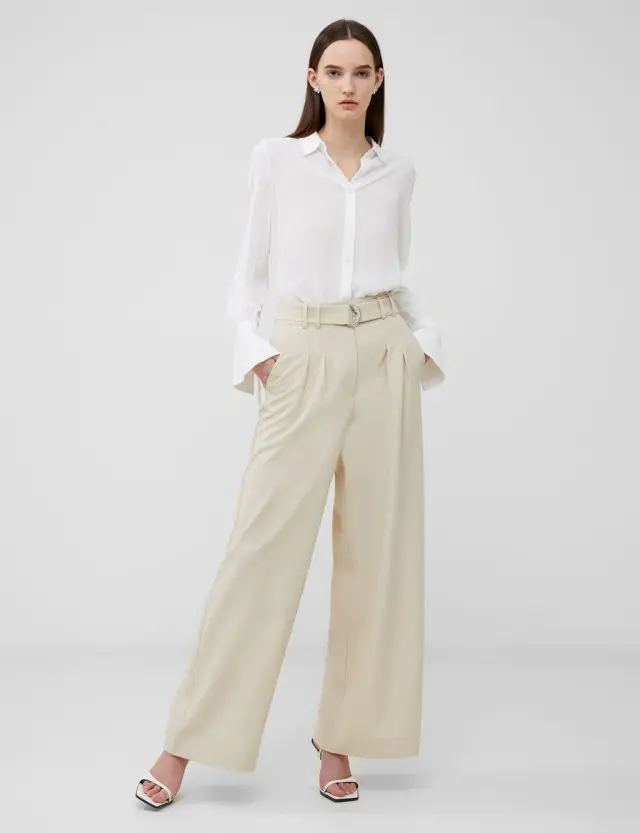 French Connection Women's Belted Wide Leg Trousers 