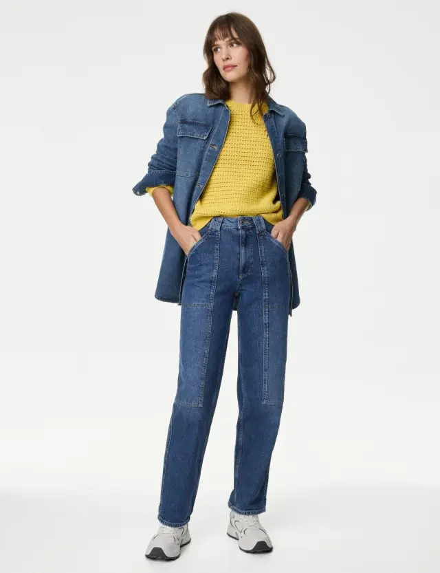 M&S Women's Mid Rise Cargo Ankle Grazer Jeans 