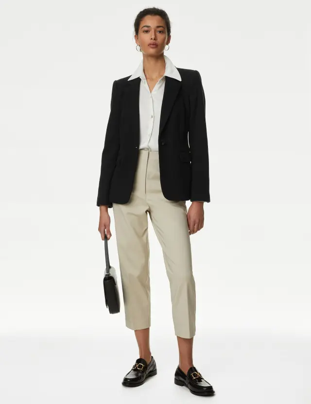 M&S Women's Jersey Slim Single Breasted Blazer 