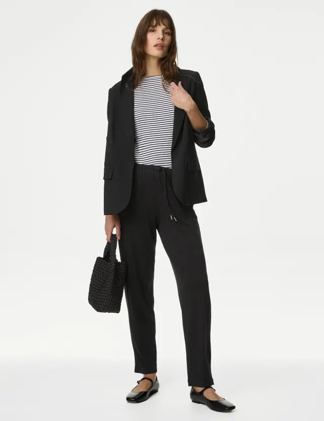 M&S Women's Jersey Drawstring Tapered Trousers 