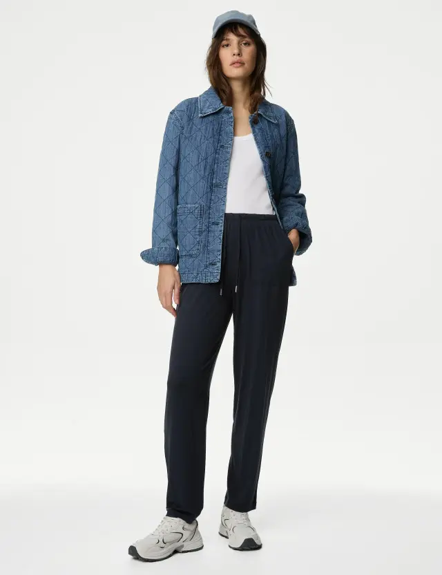 M&S Women's Jersey Drawstring Tapered Trousers 