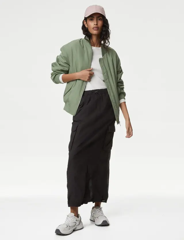 M&S Women's Pure Cotton Maxi Utility Skirt 