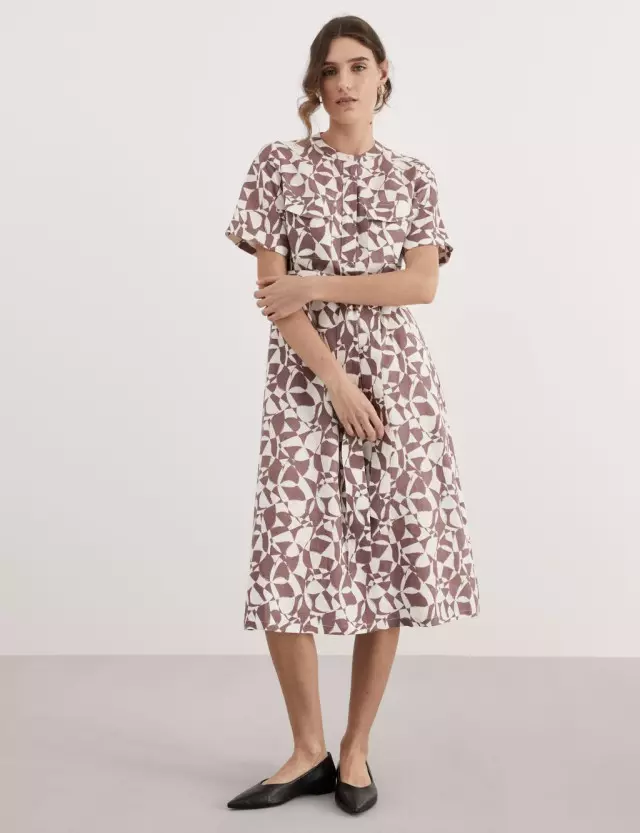Jaeger Women's Abstract Printed Linen Midi Dress 