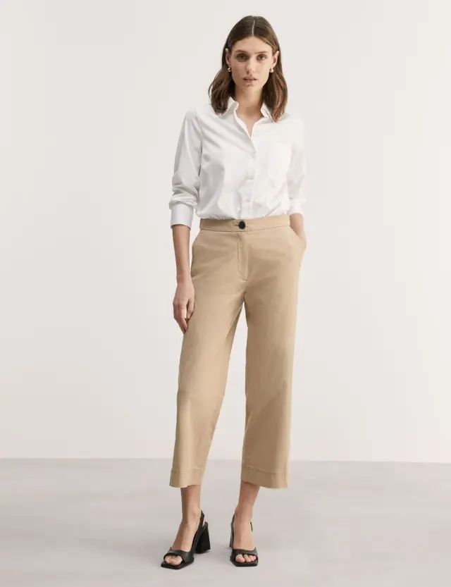 Jaeger Women's Cotton Rich Cropped Trousers 