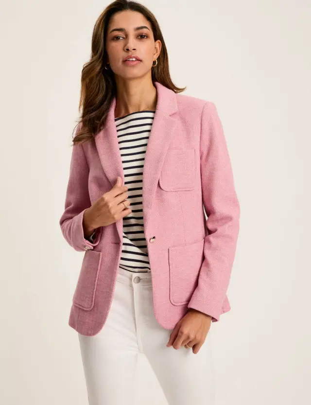 Joules Women's Jersey Textured Single Breasted Blazer 