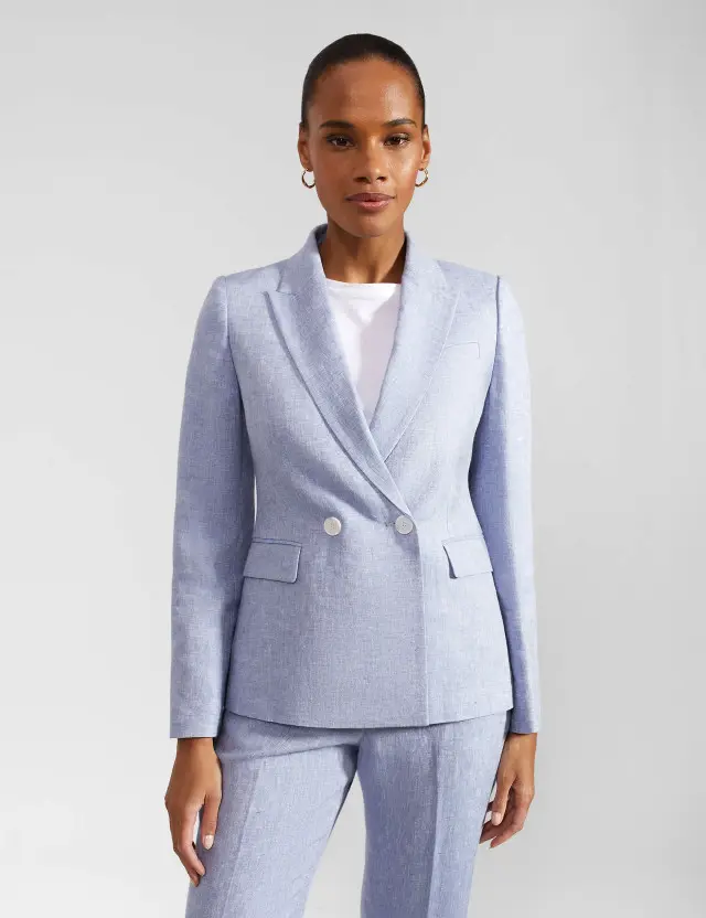 Hobbs Women's Pure Linen Double Breasted Blazer 