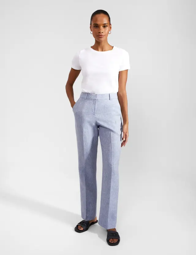 Hobbs Women's Pure Linen Straight Leg Trousers 