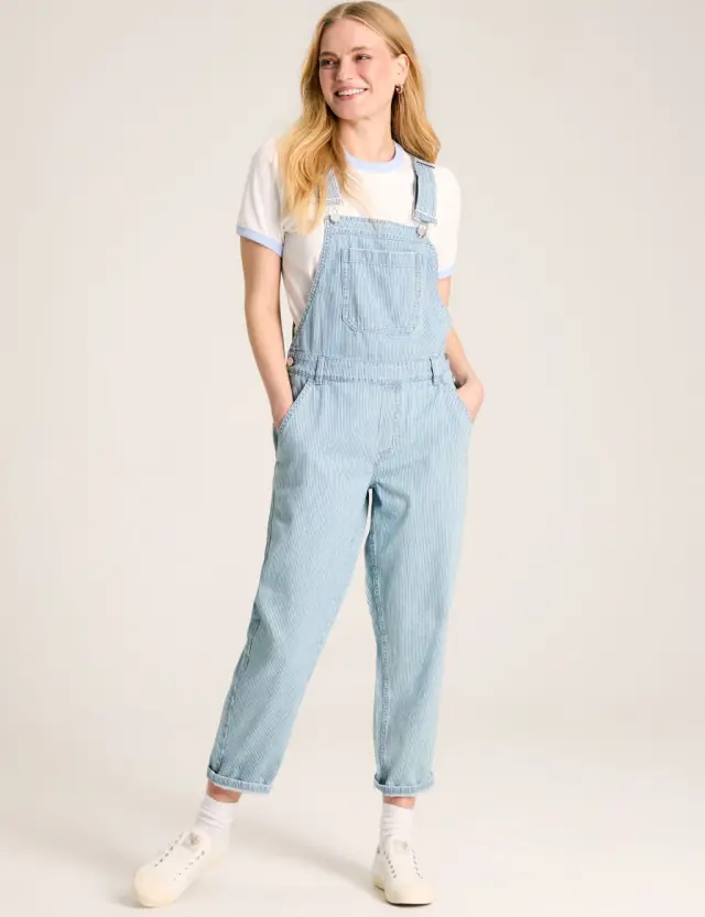 Joules Women's Pure Cotton Striped Dungarees 