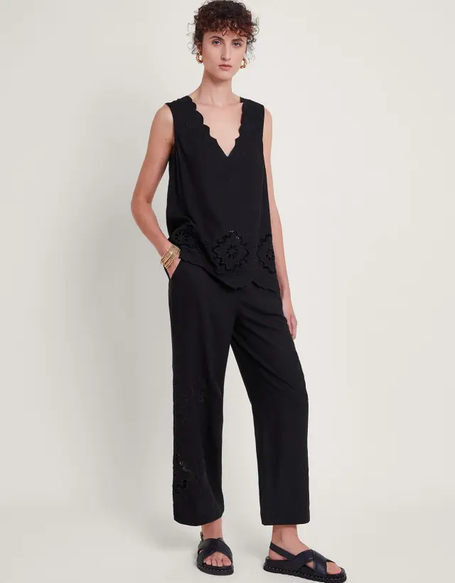 Cara Cutwork Trousers Black