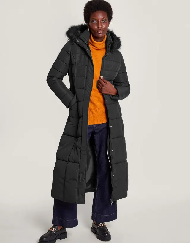 Morgan Hooded Padded Maxi Coat Black