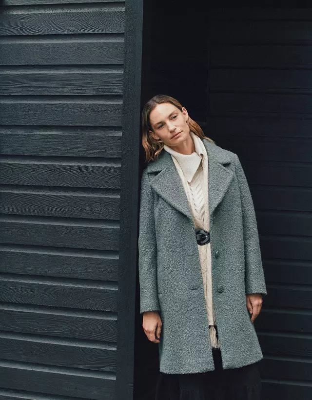 Boucle coat green hotsell