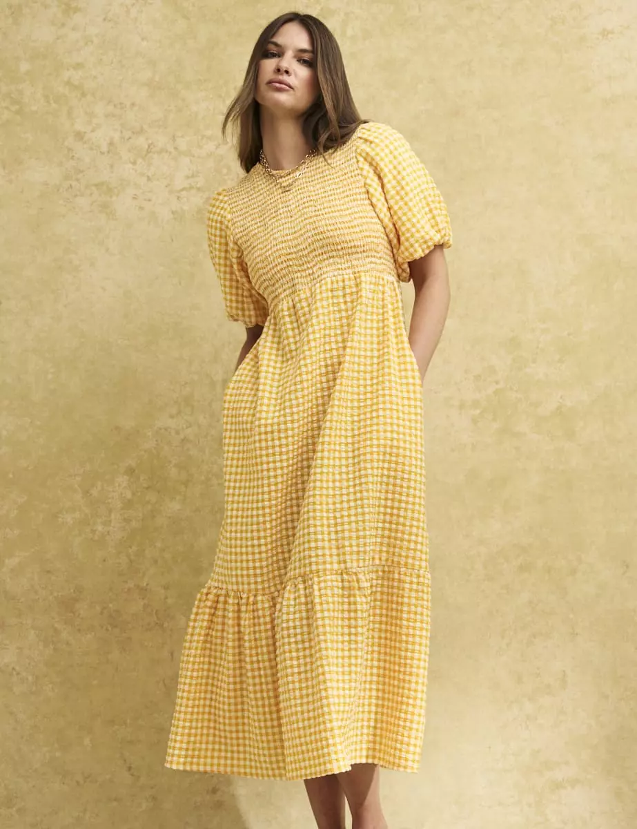 Yellow gingham sale midi dress