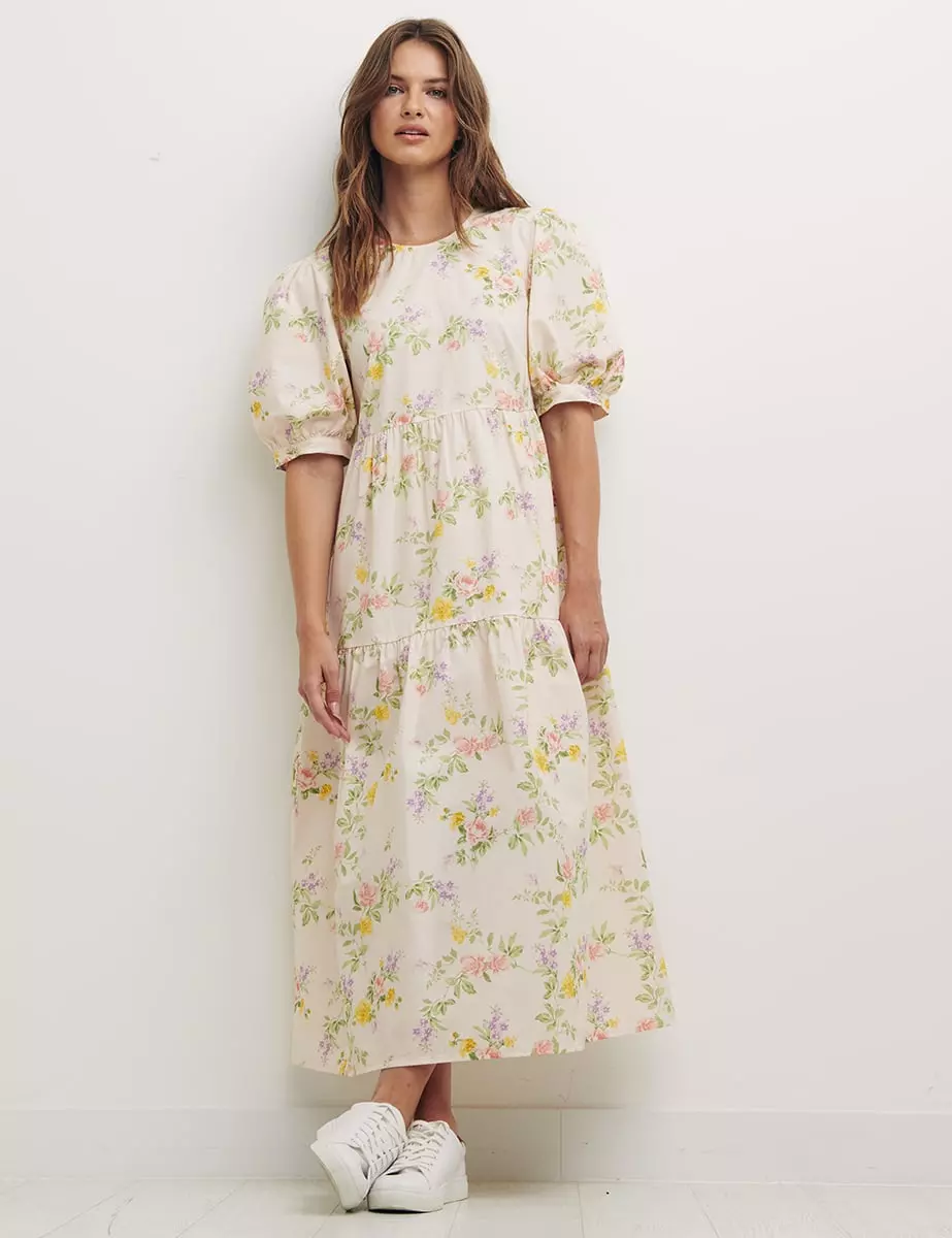 Floral midi dress with 2024 pockets