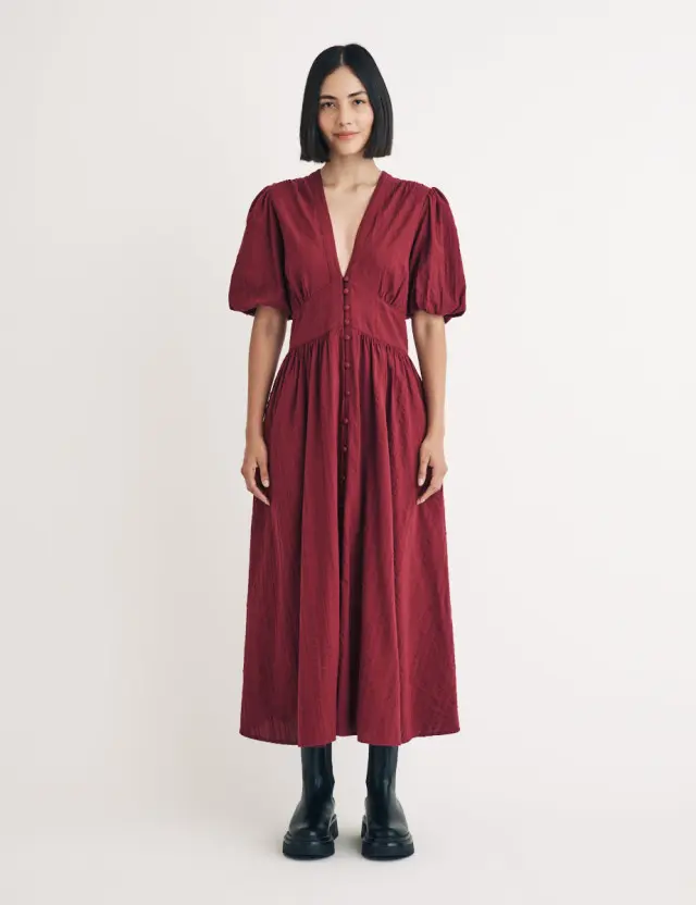 Burgundy Starlight Midi Dress