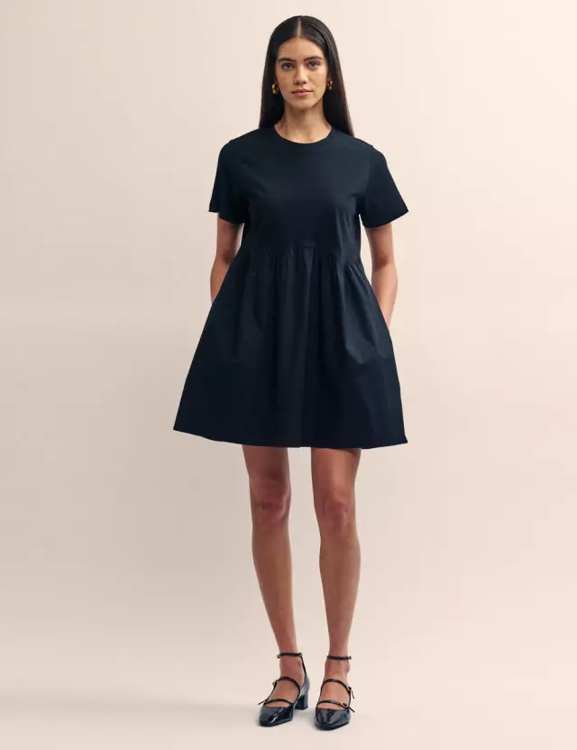 Black Maine Mini Smock Dress