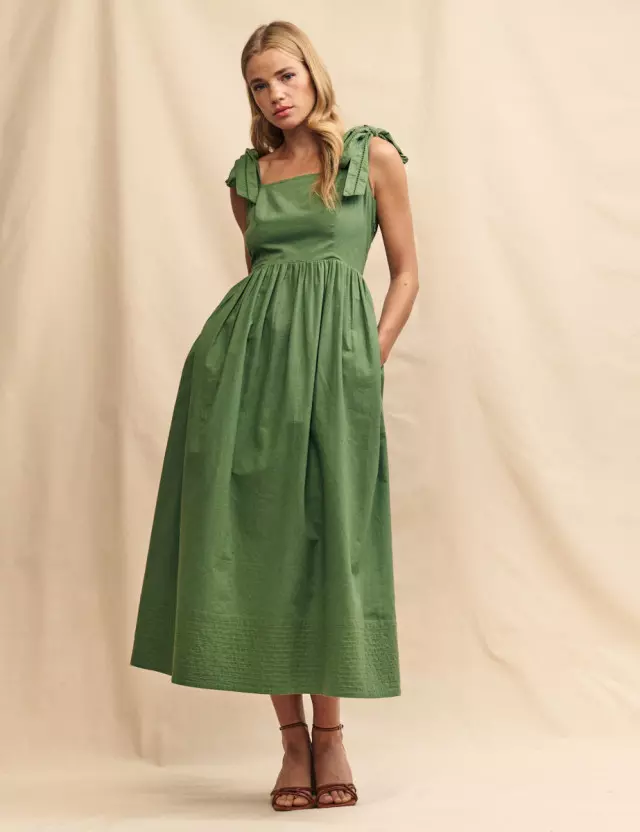 Green A-line Hope Midi Dress