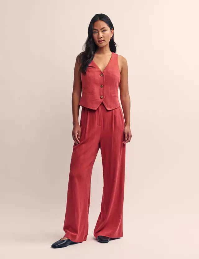 Red Relaxed Tailored Trousers