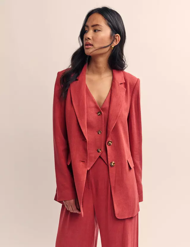 Red Single Breasted Blazer