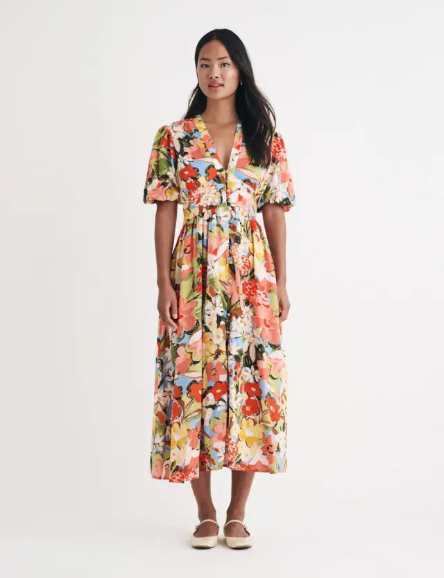 Multi Floral Starlight Midi Dress