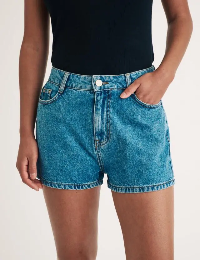 Mid Wash Denim Shorts