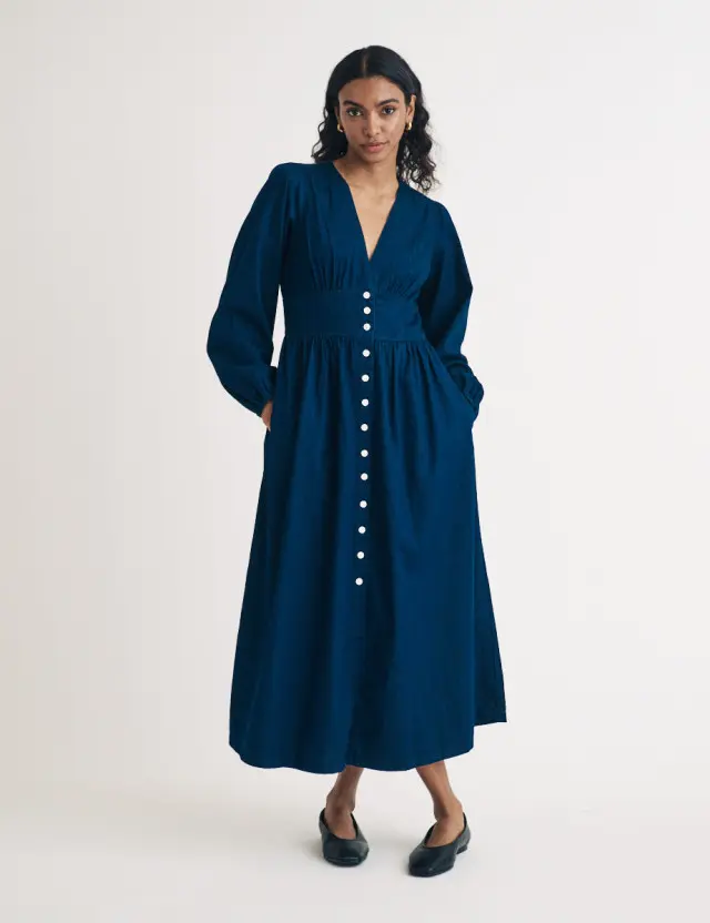 Dark Denim Long Sleeve Starlight Midi Dress