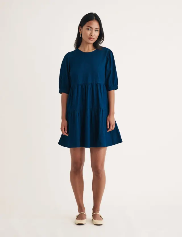 Dark Denim Rochelle Mini Smock Dress