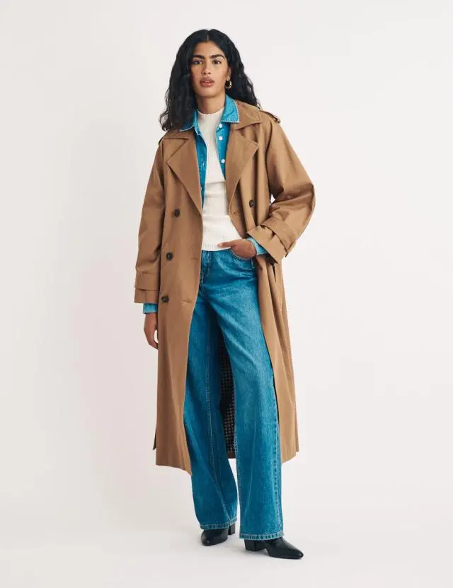 Brown Double Breasted Trench Coat