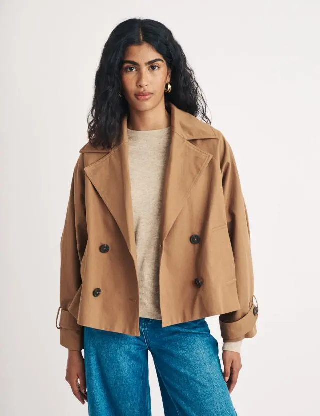 Brown Cropped Trench Coat