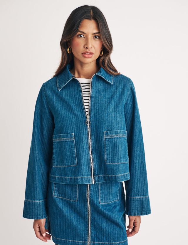 Denim Zip Through Swing Jacket