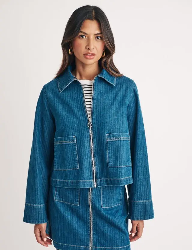 Denim Zip Through Swing Jacket