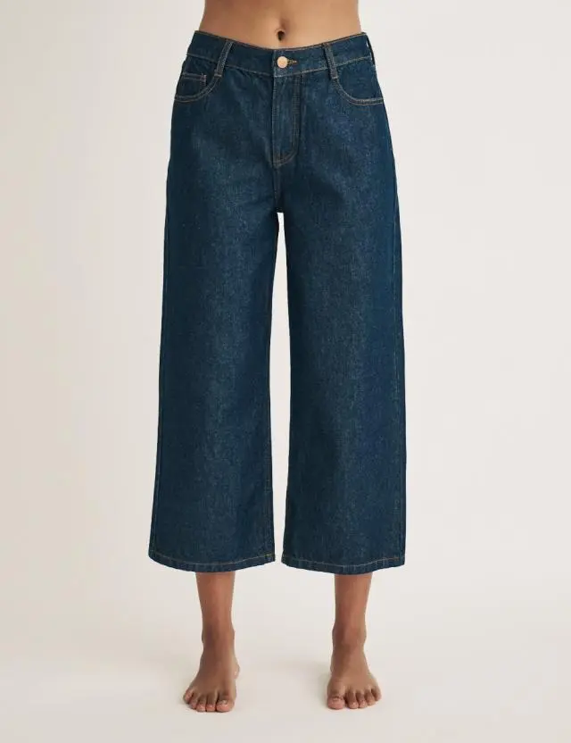 Dark Wash Wide Leg Cropped Jeans