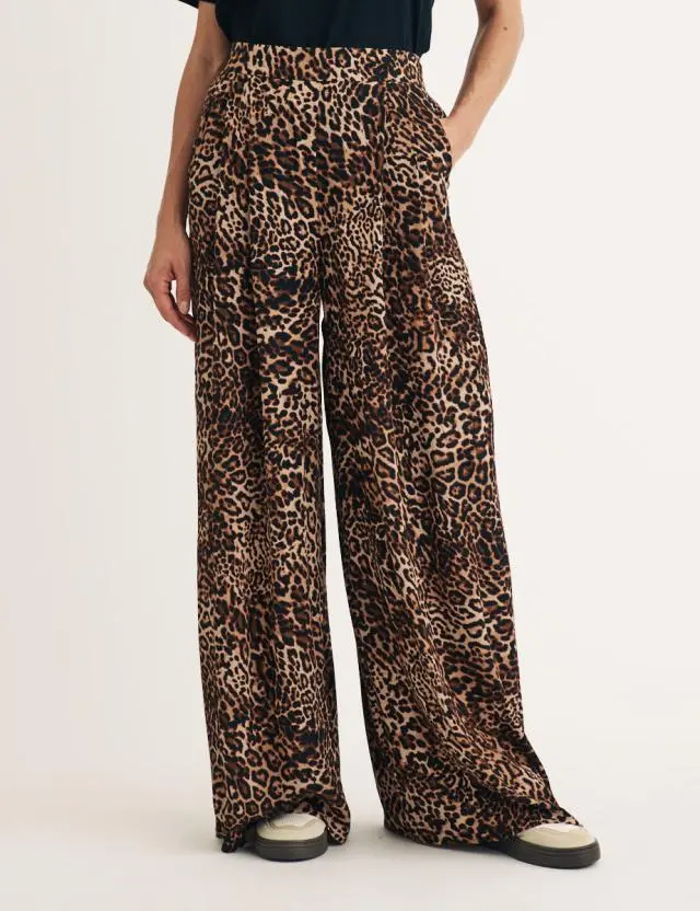 Leopard Print Wide Leg Zeena Trousers