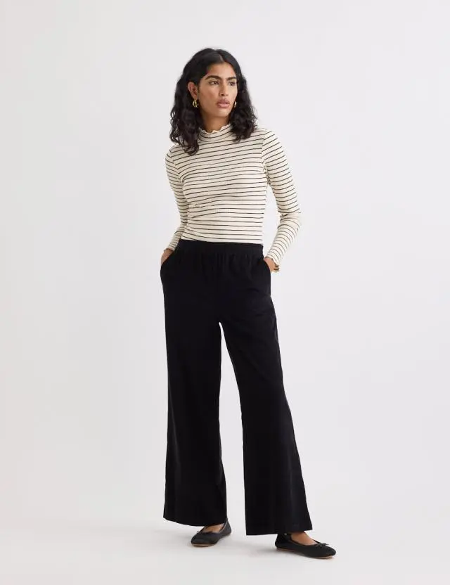 Black Cord Wide Leg Trousers