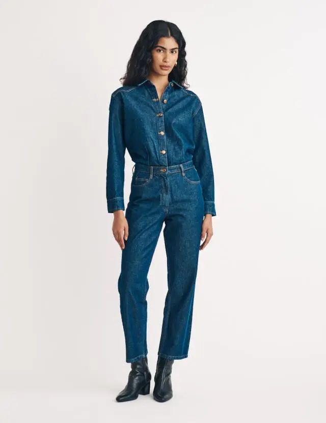 Dark Wash Denim Jumpsuit