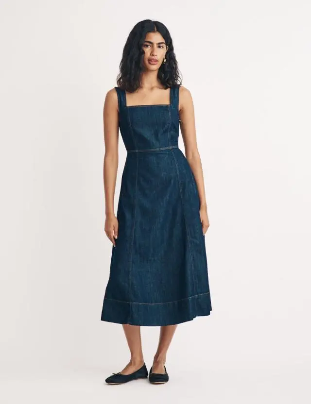 Denim Austin Midi Pinafore Dress