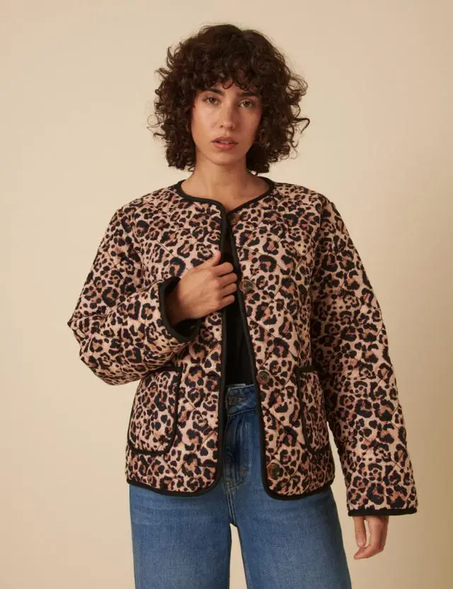 Leopard Print Quilted Jacket