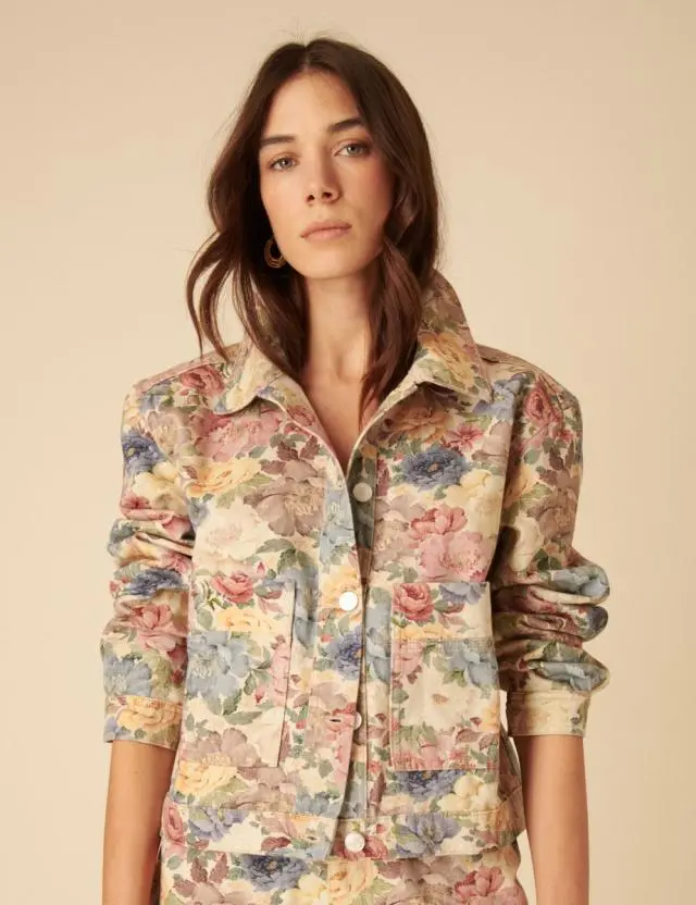 Floral Boxy Denim Jacket