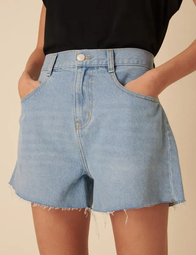 Light Blue Denim A-line Shorts