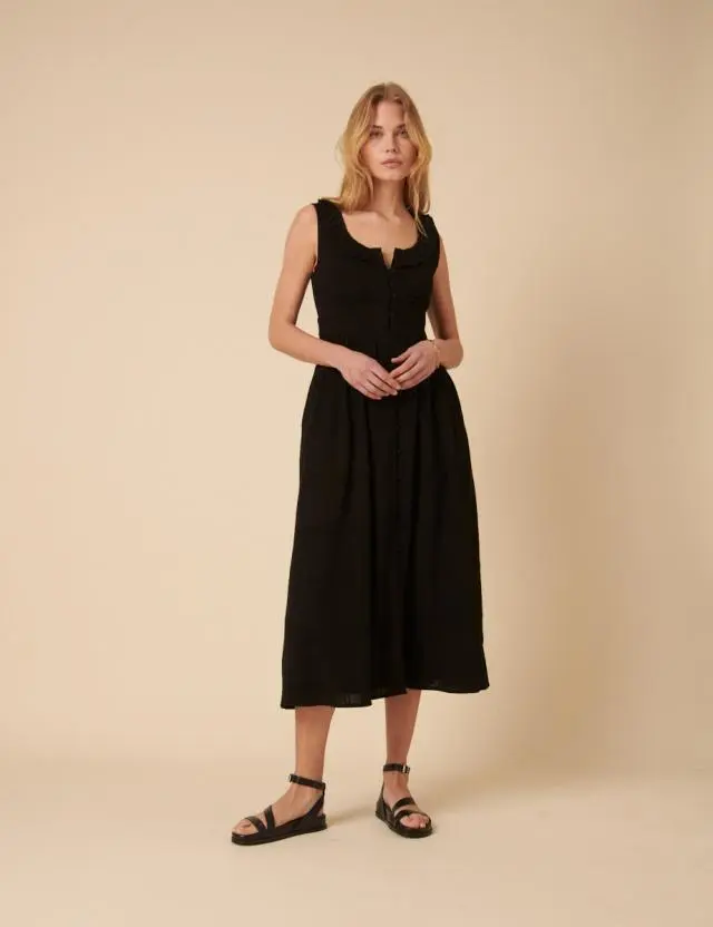 Black Sleeveless Flossie Midi Dress