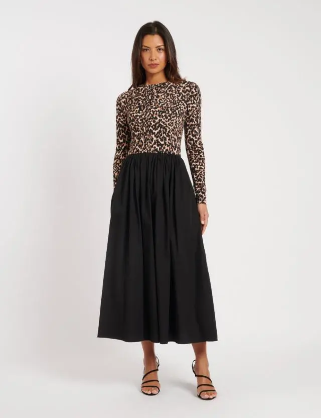 Leopard Print Spencer Midi Dress