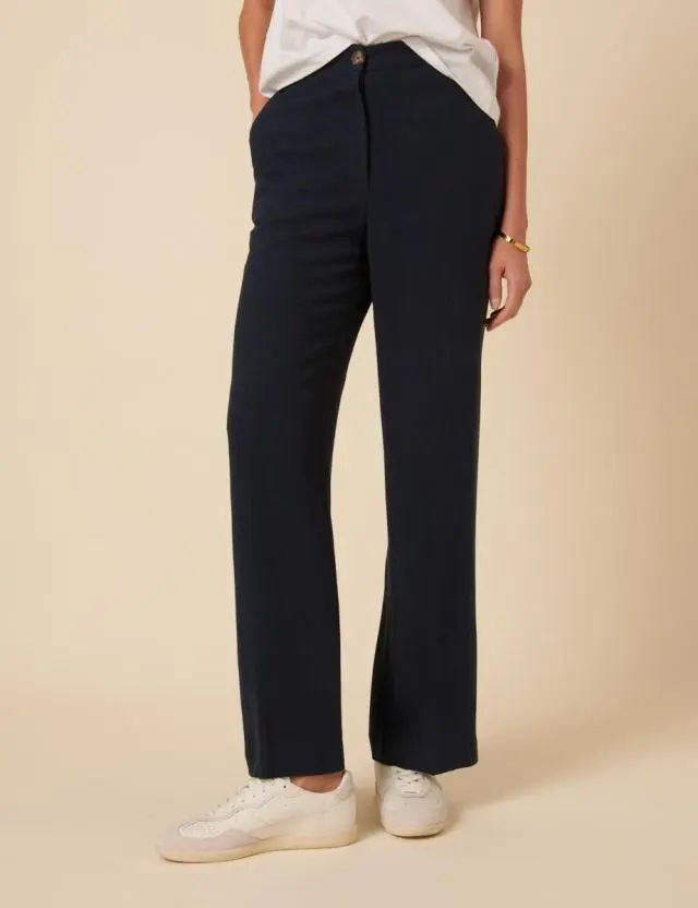 Navy Straight Leg Trousers