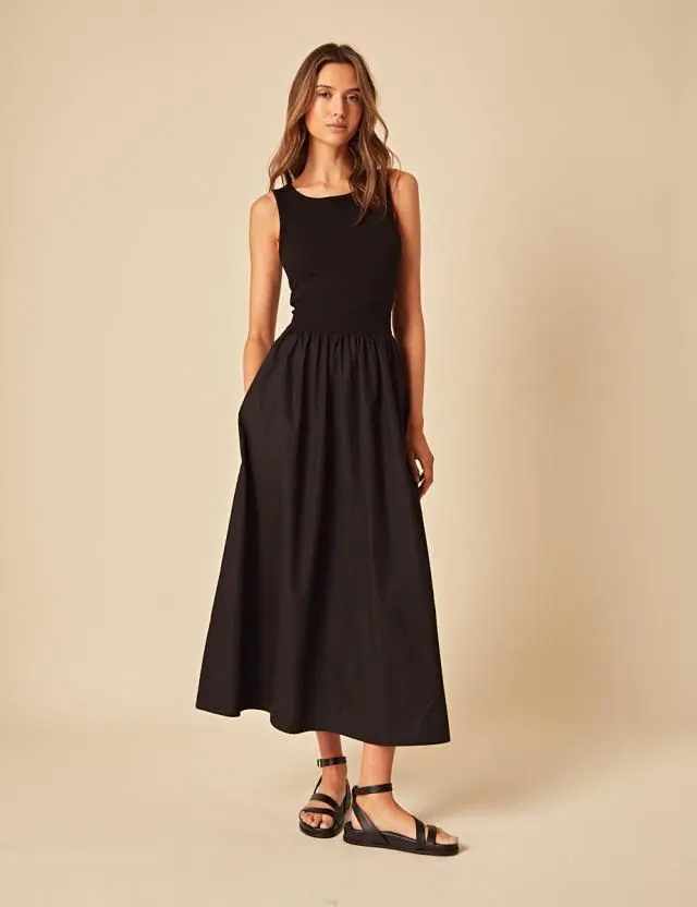 Black Vera Midi Dress