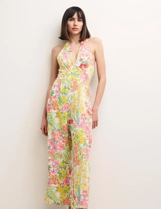 Multi Floral Halter Neck Jumpsuit