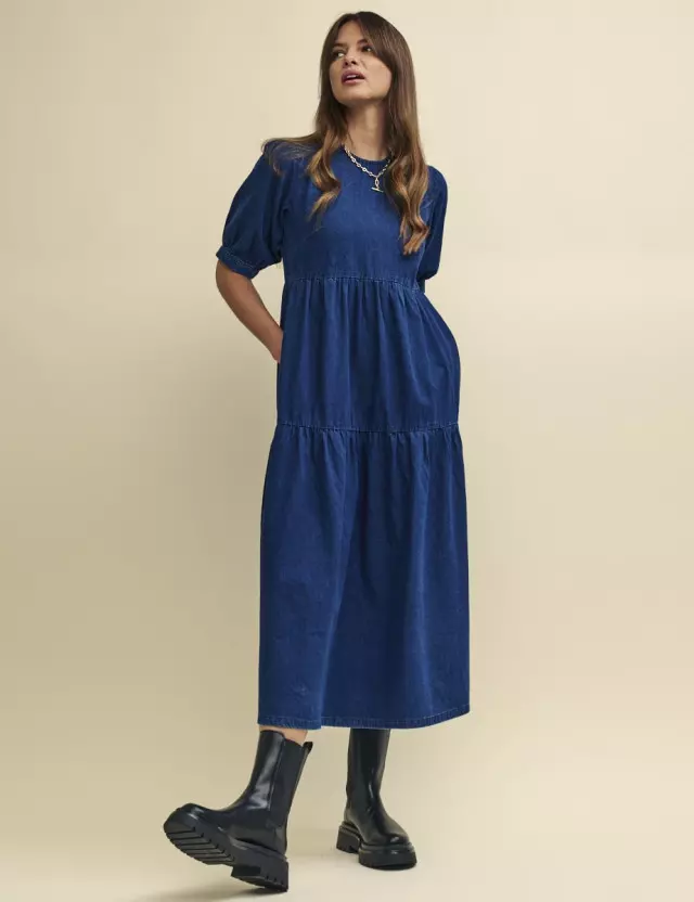 Blue Dark Denim Rochelle Midi Dress