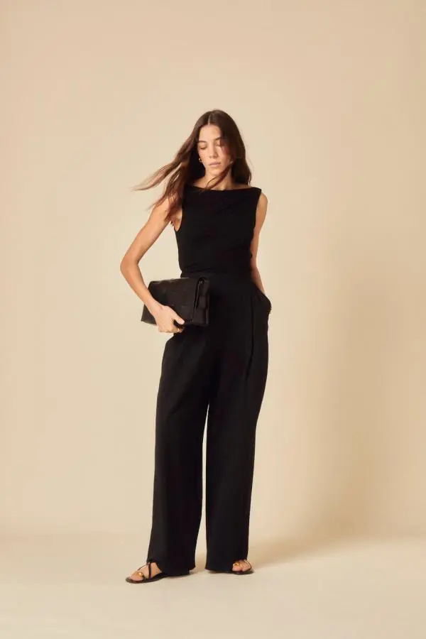 Black Wide Leg Zeena Trousers