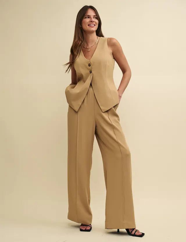 Cream Camel Pull-On Tailored Trousers