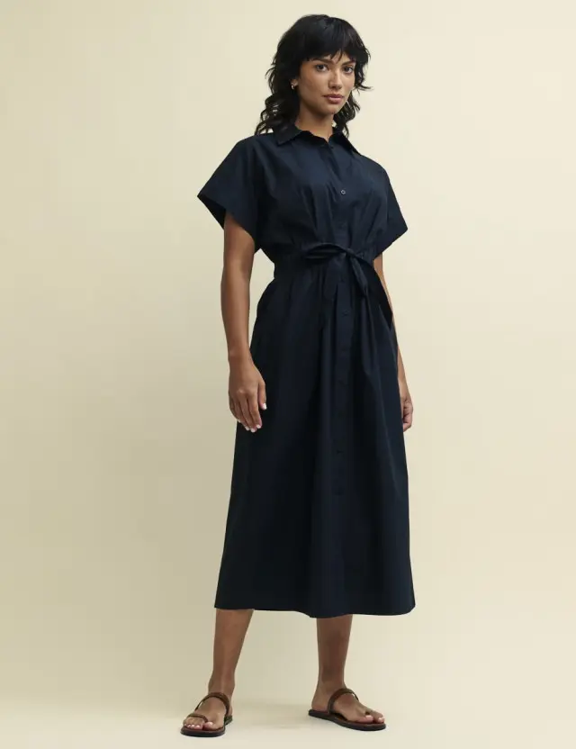 Black Harper Midi Shirt Dress