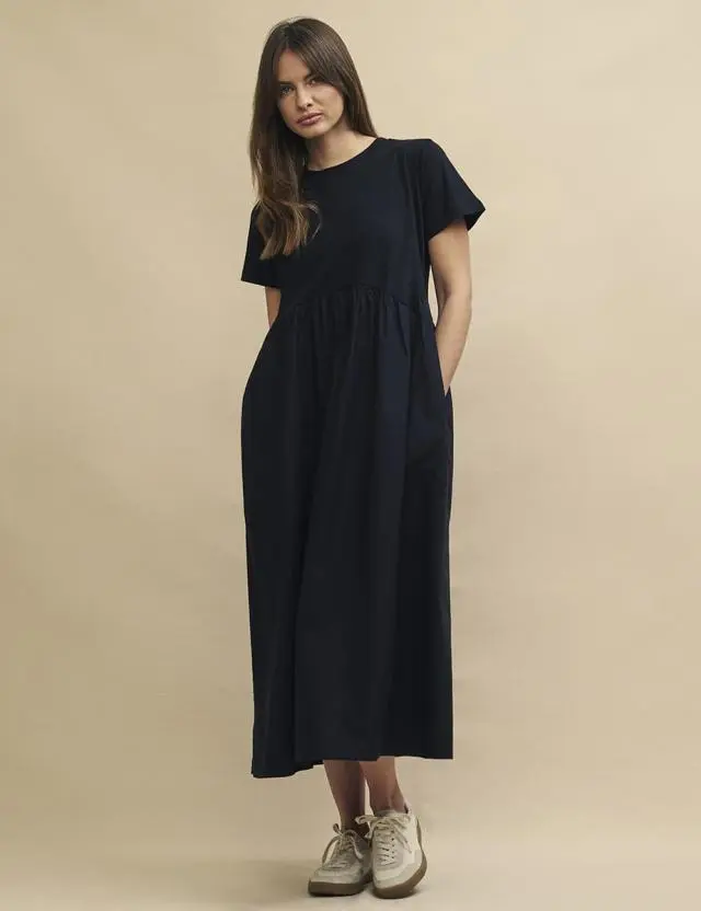 Black Maine Smock Midi Dress