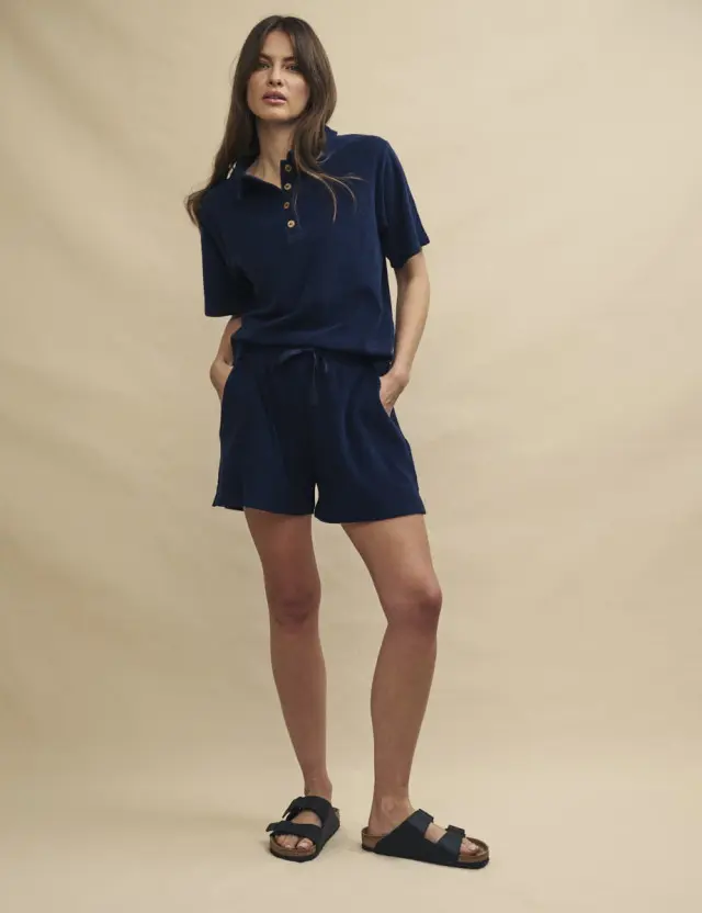 Green Navy Towelling Shorts