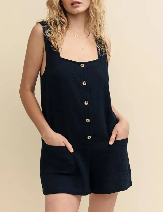 Black Button Down Romper